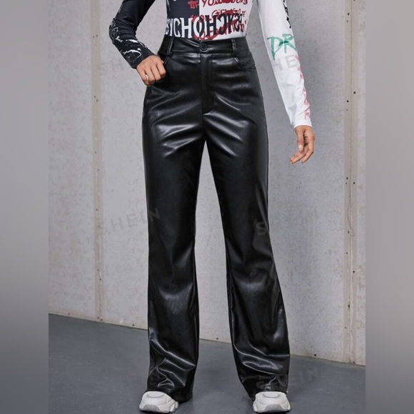 High waisted flare leather pants size M - Picture 1 of 7